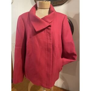 Talbots Moto Zip Jacket Pink Wool Blend Blazer Women’s Size 16 Career To Casual